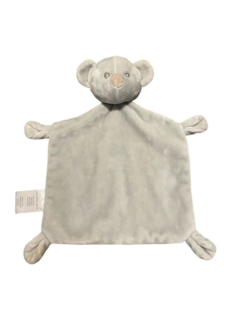 Portfolio Elephant Baby Lovey Flat Security Blanket 7” Gray Baby Toy
